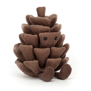 Tumbling and rolling down from the tree, Amuseable Pine Cone is happy to see you! Kooky and cute with soft suedey layers, this praline poppet is a woodland wonder. Our pine cone pal loves to pootle along in scrumptious cordy brown boots!