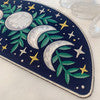 Blame it on the moon...moon phases XL back patch that is! Designed to perfectly adorn the back of jackets. Intricately embroidered with the moon phases & botanical leaves against a magical night sky. Wildflower + Co. DIY.