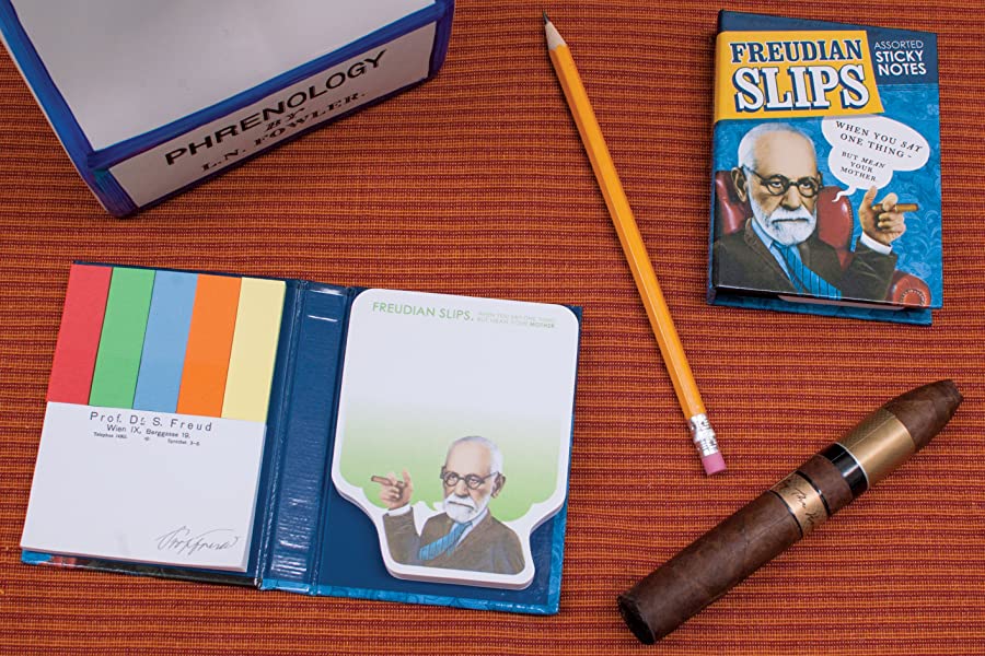 freudian slips unemployed philosopher's guild booklet sticky notes shapes sizes assorted sigmund freud personal stationary gift psychiatrists psychologists psychology stationary notes notepad sticky note