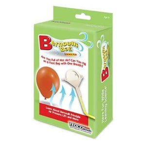 bernoulli bag science kit tedco toys 8 foot long bag air one breath newtons first law of motion air pressure lift gravity ping pong balls science activity 5 activities ages 8+