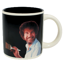 Load image into Gallery viewer, bob ross self-painting mug unemployed philosopher&#39;s guild color change changing create inspiration 14oz unique tea spark joy painting paint happiness gift coffee art artist
