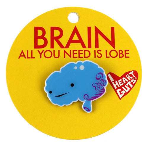 brain pin i heart guts all you need is lobe cortex smart lapel neurologist neuroscientist aluminum 1.25