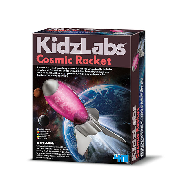 kidzlabs cosmic rocket 4m science kit family rocket science scientists rocket components graphics stickers launch pad 6" rocket vinegar baking soda blast off ages 7+