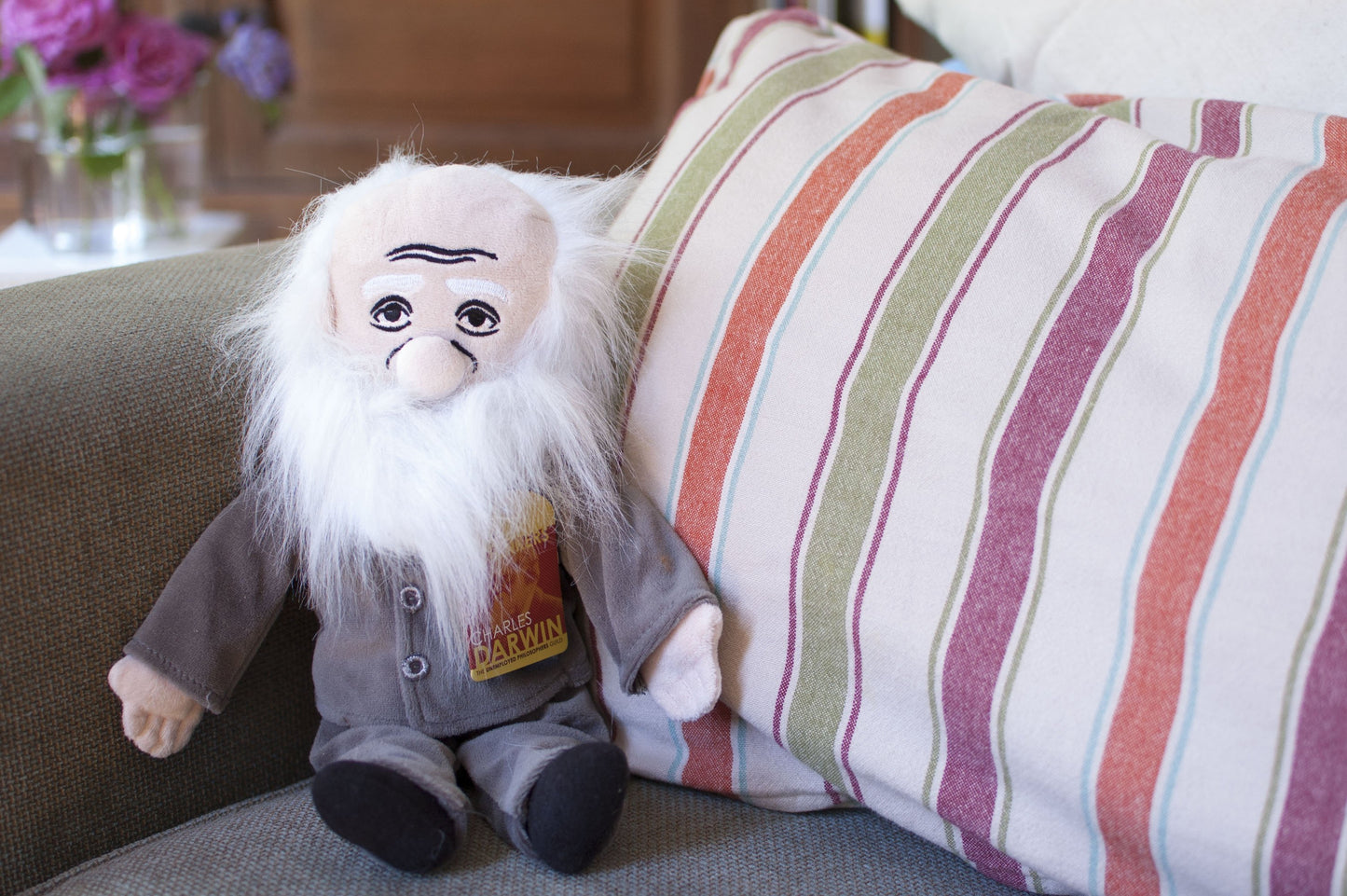 charles darwin little thinker unemployed philosopher's guild plush stuffed beard evolution brilliant science scientist eyebrows bald cuddly inspiring biology