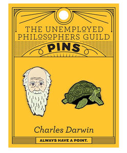 charles darwin tortoise pin unemployed philosopher's guild philosophy lapel pin enamel historical cultural icon evolution scientist science animal biology