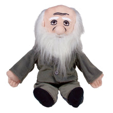 Load image into Gallery viewer, charles darwin little thinker unemployed philosopher&#39;s guild plush stuffed beard evolution brilliant science scientist eyebrows bald cuddly inspiring biology
