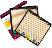 Load image into Gallery viewer, studio series deluxe colored pencil set of 50 peter pauper press creativity vibrant colored pencils premium hues pigments luminous color saturation soft leads smooth blending shading colorists dabblers artists art tin stationary pencil drawing

