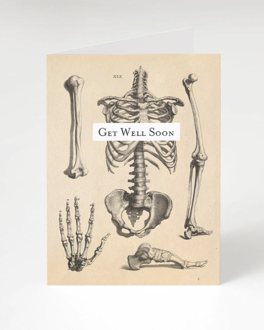 Whether it’s “I go to pieces without you” or “Get well soon”, you can’t really go wrong with this greeting card featuring illustrations of various parts of the human skeleton