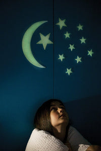 glow in the dark large moon and stars 4M beauty night sky childs bedroom decorate walls ceilings soft foam crescent moon assorted stars adhesive space enthusiasts anxious ages 3+ white stars star moon home glow decor decoration fun popular exciting