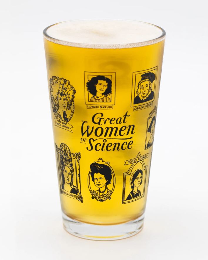 great women of science pint glass cognitive surplus glass glassware inspirational scientist scientists science thesis 16oz beer beverage chemist biologist physicist