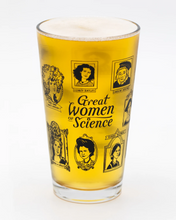 Load image into Gallery viewer, great women of science pint glass cognitive surplus glass glassware inspirational scientist scientists science thesis 16oz beer beverage chemist biologist physicist
