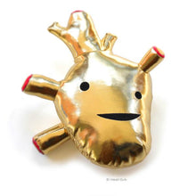 Load image into Gallery viewer, heart of gold plush i heart guts organ cardiovascular cardiology faux-gold doctor doctors nurse nurses medical medicine medical students unique spark joy teachers love gift happiness anatomy plush huggable cuddly gift metallic gold vinyl
