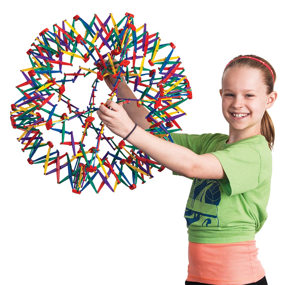 original hoberman rainbow sphere tedco toys expands contracts magical motion fluid simple illusion thrown bounce kick spin roll suspend polymer links 30 times larger educational booklet pulley kinetic energy mobile ages 4+ colors colorful learning