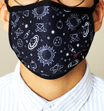 Load image into Gallery viewer, TELUS spark planet mask adult masks prevent the spread covid-19 coronavirus style durable stretchable 2 layers cotton fabric padded ear loops rocket planet stars apparel
