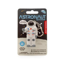 Load image into Gallery viewer, astronaut keychain kikkerland iconic pocket size space explorer led light visor sound noise one small step for man one giant leap for mankind space keys awesome cool 
