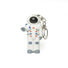 Load image into Gallery viewer, astronaut keychain kikkerland iconic pocket size space explorer led light visor sound noise one small step for man one giant leap for mankind space keys awesome cool
