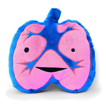 Load image into Gallery viewer, lungs plush i heart guts ages 3+ adorable soft giant lung cuddling cuddly breathe oxygen carbon dioxide inhale windbags facts smile happiness unique spark joy plush nurse nurses nursing doctor doctors medical students medicine organ organs happiness anatomy gift
