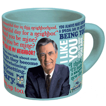 Load image into Gallery viewer, mister rogers sweater changing mug unemployed philosopher&#39;s guild mr rogers quotes song lyrics images make-believe hot 14oz mug mugs coffee tea beverage unique kitchen happiness color change kitchen
