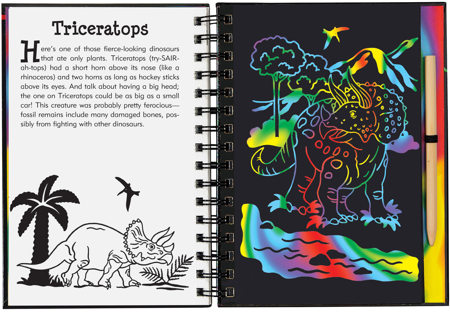 scratch and sketch jurassic & beyond dinosaurs flying swimming prehistoric creatures wooden stylus black-coated papers patterns swirls holographic colors colorful coloring art artists hardcover illustrations educational ages 6+ non-toxic paleontologists