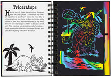 Load image into Gallery viewer, scratch and sketch jurassic &amp; beyond dinosaurs flying swimming prehistoric creatures wooden stylus black-coated papers patterns swirls holographic colors colorful coloring art artists hardcover illustrations educational ages 6+ non-toxic paleontologists
