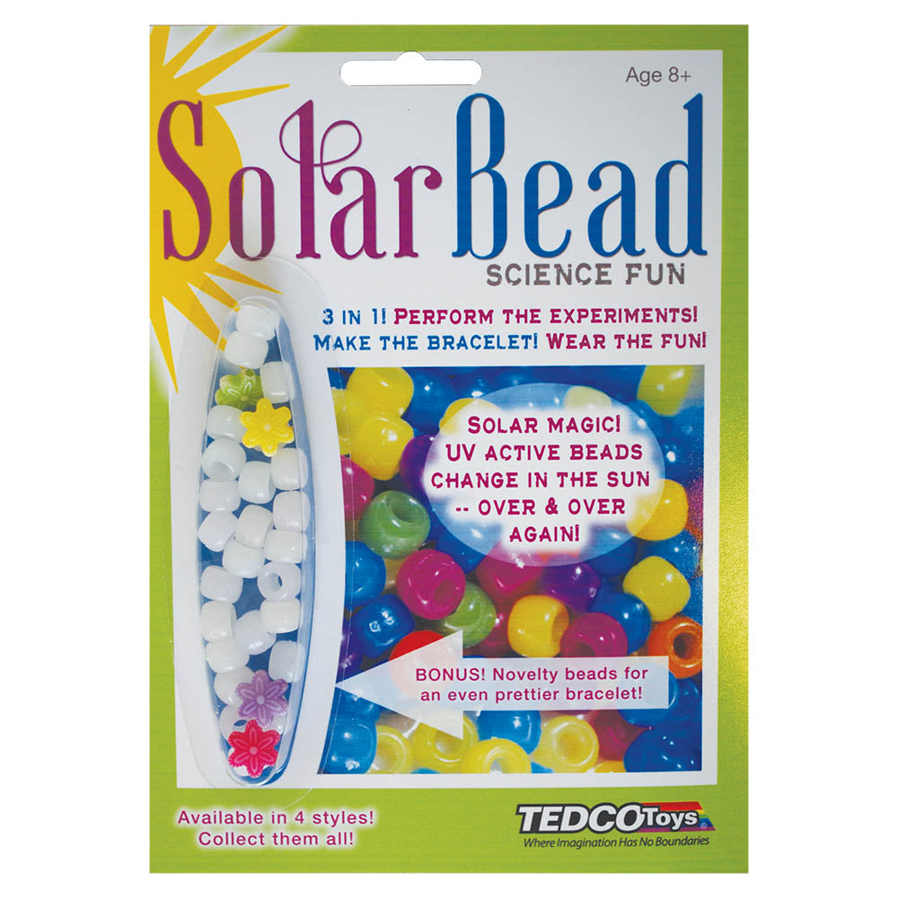 solar bead science fun kit tedco toys 3 in 1 experiments uv light bracelets ultraviolet solar active beads vibrant colors colorful novelty beads elastic cord ages 6+