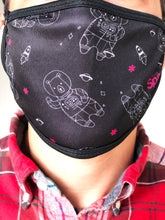Load image into Gallery viewer, TELUS spark space bear mask masks prevent the spread covid-19 coronavirus style durable stretchable 2 layers cotton fabric padded ear loops apparel bears astronaut planets space 
