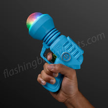 Load image into Gallery viewer, space gun light toy flashing blinky lights shine light darkness galaxy sparkle sparkle blue led blaster party light show walls floors rotating dome versatile all ages 
