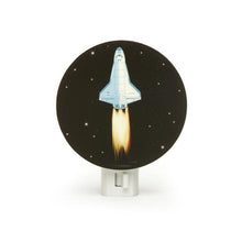 Load image into Gallery viewer, spaceship night light kikkerland light up night lamp lighting light lights space unique bright gift awesome space shuttle flicker flame blast off
