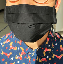 Load image into Gallery viewer, TELUS spark black mask adult masks prevent the spread covid-19 coronavirus cotton poplin mask two layers pocket fliter adjustable elastic bands nose wire neck ribbon accessory pleated
