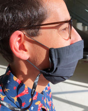 Load image into Gallery viewer, TELUS spark black mask adult masks prevent the spread covid-19 coronavirus cotton poplin mask two layers pocket fliter adjustable elastic bands nose wire neck ribbon accessory pleated
