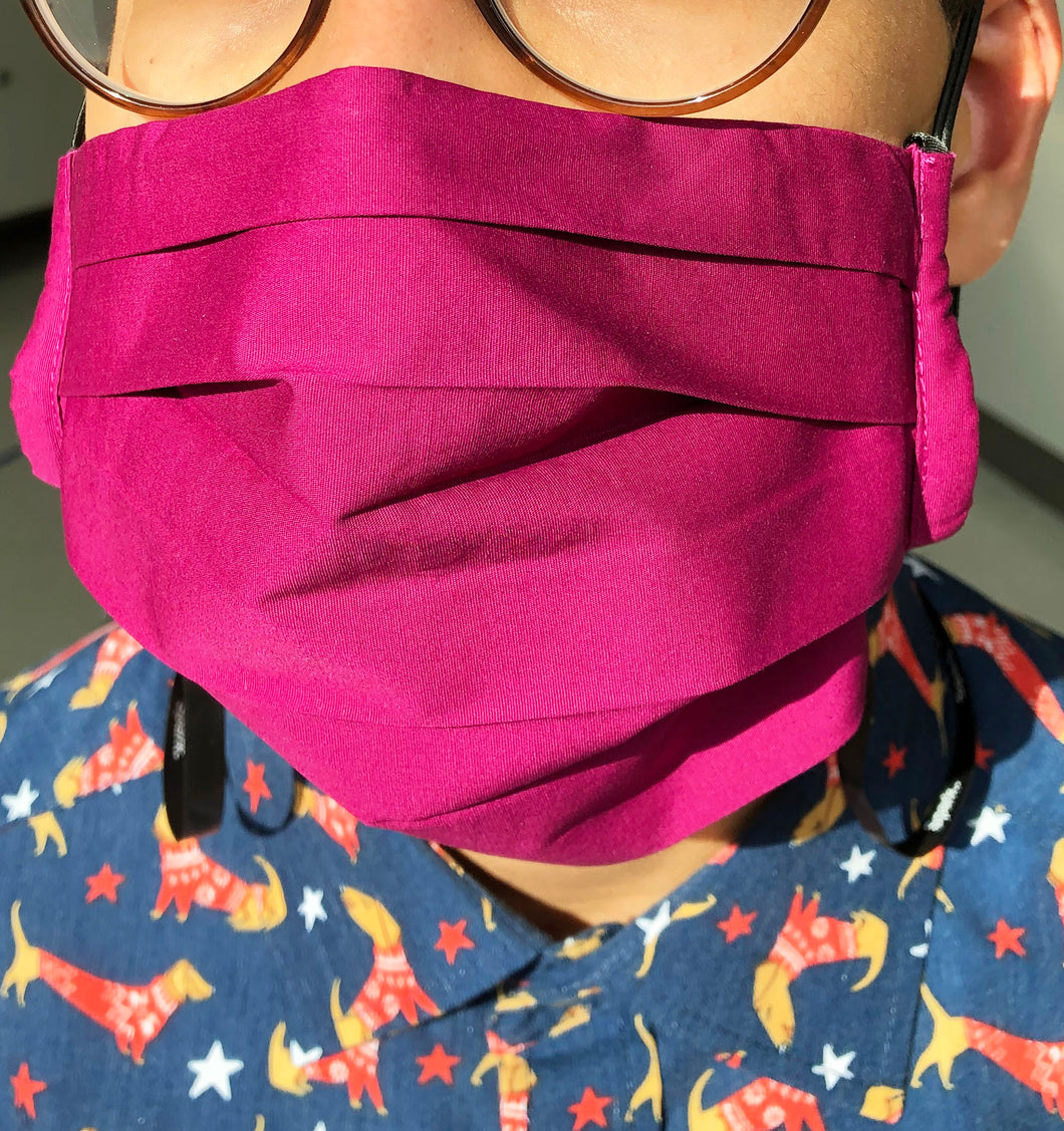 TELUS spark pink mask adult masks prevent the spread covid-19 coronavirus cotton poplin mask two layers pocket fliter adjustable elastic bands nose wire neck ribbon accessory pleated