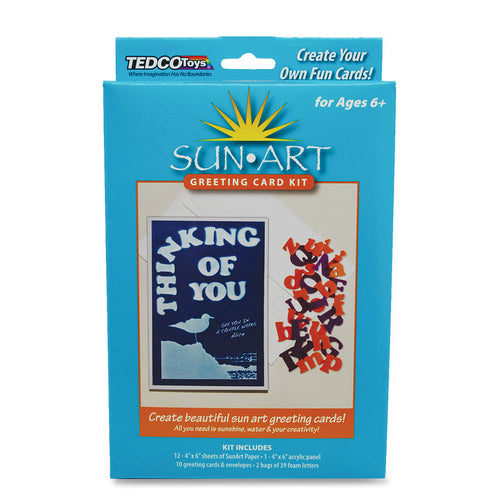 sun art greeting card kit sunshine water creativity unique beautiful prints natural flowers leaves shells sun sensitive art artists paper tedco toys ages 6+ cards 