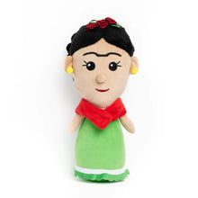 Load image into Gallery viewer, This adorable Frida Kahlo doll will be your new best friend!  This soft, playful doll features Frida&#39;s famous flower headband and unibrow.  Size Approximately 10 in / 25 cm high.  Material 100% polyester
