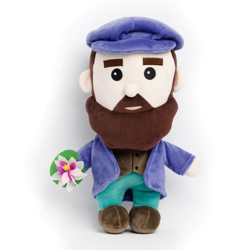 This adorable Claude Monet doll will be your new best friend!  This soft, playful doll features Monet's signature beret and a beautiful water lily in his hand.