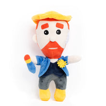 Load image into Gallery viewer, This adorable Vincent van Gogh doll will be your new best friend!  This soft, playful doll features Van Gogh&#39;s famous straw hat, sunflower boutonniere and paintbrush.   Size Approximately 10 in / 25 cm high.  Material 100% polyester
