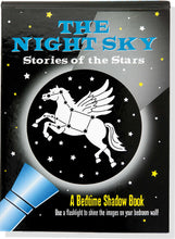 Load image into Gallery viewer, shadow book the night sky soothe unique bedtime sleep seven constellations orion pegasus hercules leo light shine windows pictures ages 3+ hardcover
