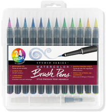 Load image into Gallery viewer, studio series watercolor brush pens gorgeous watercolor effect bristle vivid colors colorful blend water brush painting brush lettering coloring sketching nylon bristle tips art artists stationary pen paint artists creativity color colouring
