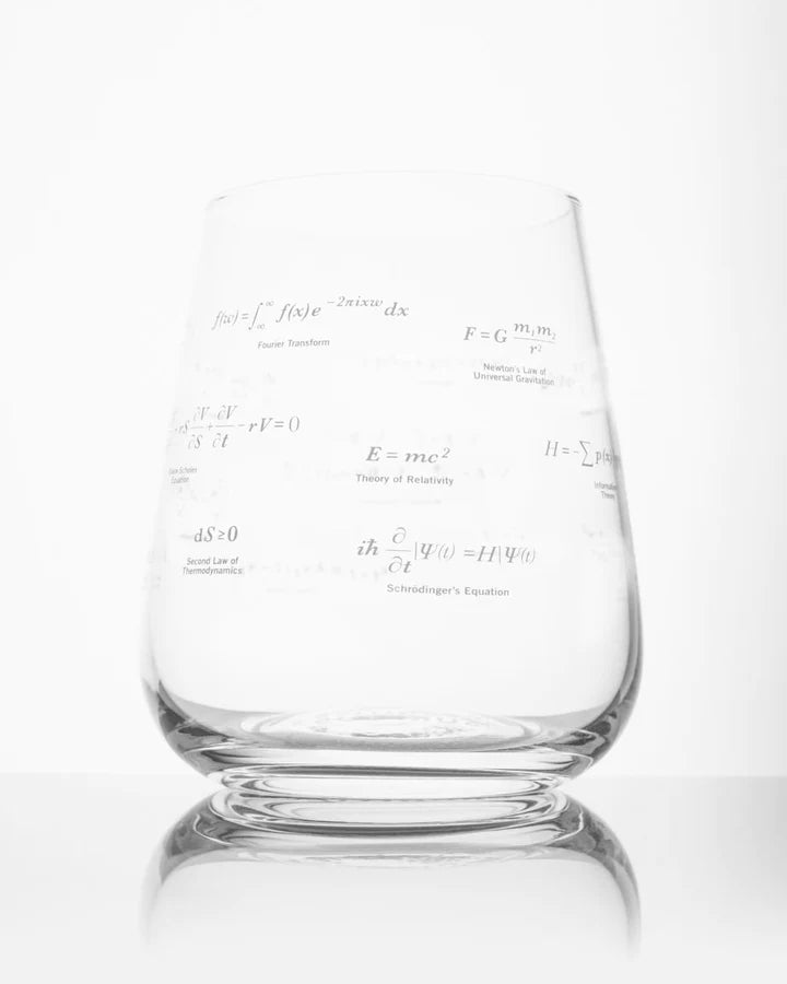 Here's a wine glass celebrating some of the math that fundamentally changed the way we understand the world. Now pour yourself a glass of wine in this Equations That Changed the World stemless glass and get to work on your latest proof