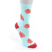 Load image into Gallery viewer, anatomical heart socks nurseology cardiac nurse great look style love doctor medical student gift cotton spandex one size blue red unique fun
