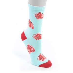anatomical heart socks nurseology cardiac nurse great look style love doctor medical student gift cotton spandex one size blue red unique fun