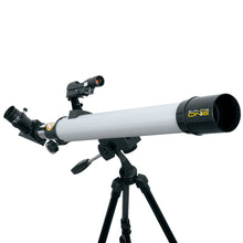 Load image into Gallery viewer, Easy and quick assembly. Two 1.25-inch diameter interchangeable eyepieces give you magnifications of 23x and 62x. Panhandle mount control allows you to smoothly move the telescope up, down and side to side.

