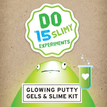 Load image into Gallery viewer, The science of slime! Hands-on explorations of states of matter, the chemistry behind gels, polymers, and phosphorescence. Enjoy 15 Experiments with making glow-in-the-dark gel, a putty substance that flows and stretches, breaks and bounces, eco-foam fizzle, and much more.
