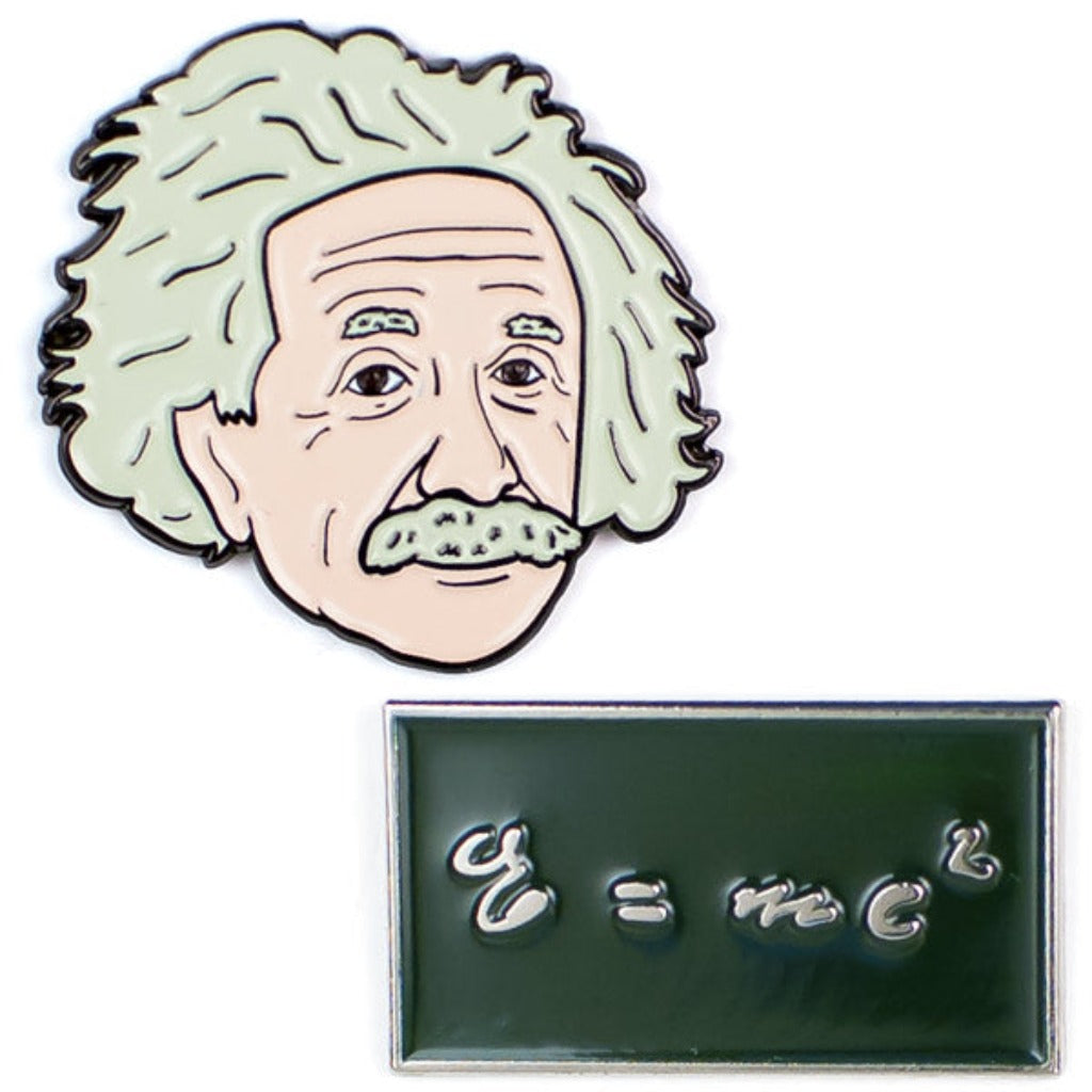 In theory, Albert Einstein and E = mc2 show you have potential... you know, relatively.   Wear your heart on your sleeve and inspiration on your lapel!  Our colorful die-cast Enamel Pins feature historical figures, cultural icons, and big ideas.