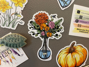 This is a magnet of a Science Flask Full of Flowers painting! If you love science and flowers, this is a perfect magnet for you!