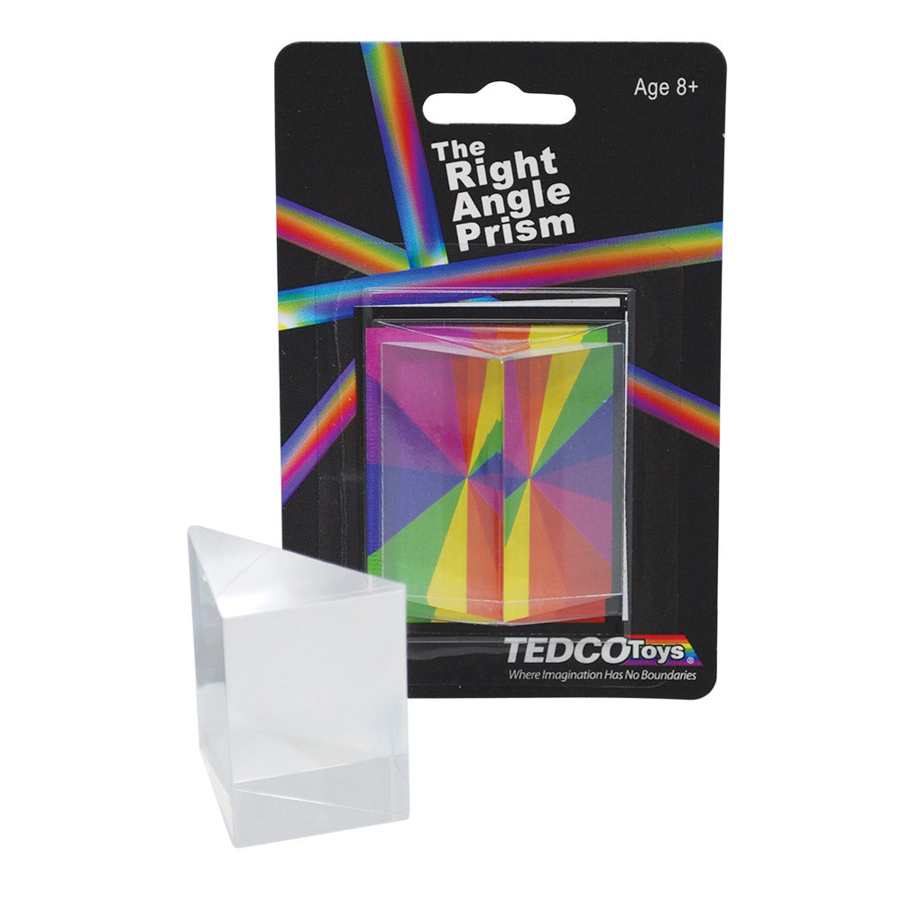 the right angle prism 1.75" fascinate demonstrate rainbow colors natural sunlight bevel cut reflect kaleidoscopic pattern imaginative acrylic ages 8+ 