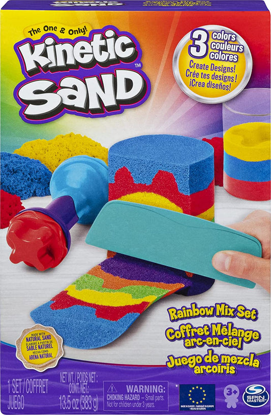 With 6 tools, mix your colours, layer in the mould, squish and reveal your shape! Slice with the knife, squish and let it flow! Create rainbow surprises again and again!