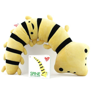 Bring a smile to that bad back with this soft, fluffy and stretchable spine plush.  Soft and fluffy 21.5” x 6.5” x 3 backbone pillow bends in crazy ways your own spine cannot