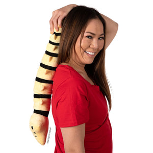 Bring a smile to that bad back with this soft, fluffy and stretchable spine plush.  Soft and fluffy 21.5” x 6.5” x 3 backbone pillow bends in crazy ways your own spine cannot